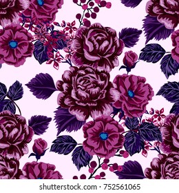 Rose seamless pattern. Beautiful floral texture. Vintage.