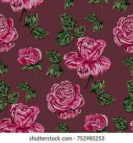 Rose seamless pattern. Beautiful floral texture. Vintage.