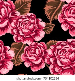Rose seamless pattern. Beautiful floral texture. Vintage.