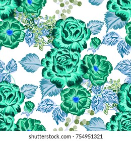 Rose seamless pattern. Beautiful floral texture. Vintage.