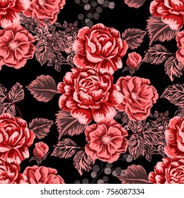 Rose seamless pattern. Beautiful floral texture. Vintage.