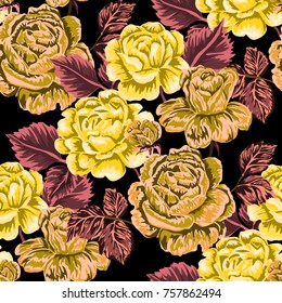 
Rose seamless pattern. Beautiful floral texture. Vintage.