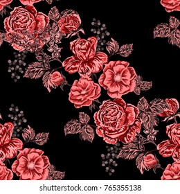 Rose seamless pattern. Beautiful floral texture. Vintage.