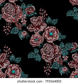 Rose seamless pattern. Beautiful floral texture. Vintage.
