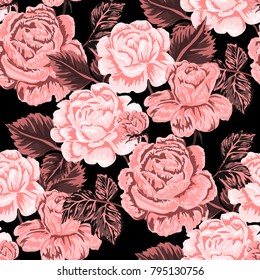 Rose seamless pattern. Beautiful floral texture. Vintage.
