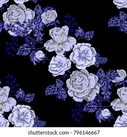 Rose seamless pattern. Beautiful floral texture. Vintage.
