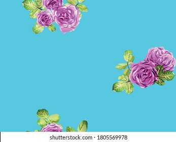 Rose Seamless Pattern. Continuous Floral Design.Summer Peonies Leaves and Buds Sleepwear Texture. Girly Hawaiian Peony Background. Green and Red Botanic Rose Flower Swimwear Print.