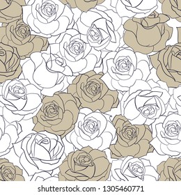 Rose seamless pattern for fabric swatch. Vector illustration.