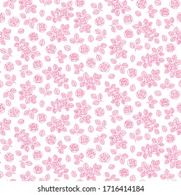 Rose seamless pattern. Floral vector background