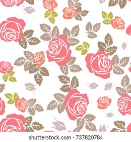 Rose seamless pattern. Seamless pattern with flowers roses. Floral seamless background.