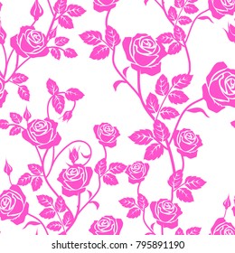 Rose seamless pattern. Seamless pattern with pink roses. Floral seamless background.