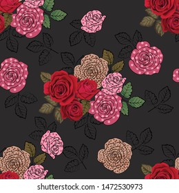rose seamless pattern in retro styles 