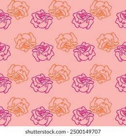 Rose Seamless pattern. Stylized Rose drawing. Seamless pattern for beauty or fashion products.