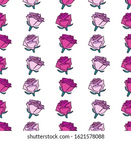 Rose seamless pattern for Valentine's Day, Mother's Day and wedding design. Vector hand drawn love and romance theme background.