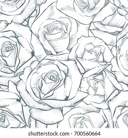 rose seamless pattern, vector rose