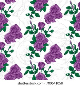 rose seamless pattern, vector rose