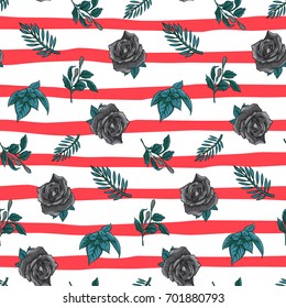 rose seamless pattern, vector rose