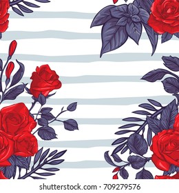 rose seamless pattern, vector rose