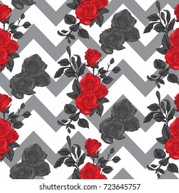 rose seamless pattern, vector rose