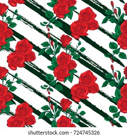 rose seamless pattern, vector rose