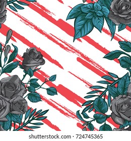 rose seamless pattern, vector rose