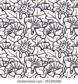 Rose seamless pattern. Vintage vector illustration. Floral ornament with dog-roses.