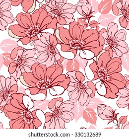 Rose seamless pink pattern. Decorative ornament backdrop for fabric, textile, wrapping paper.