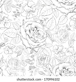 Rose seamless. Vector illustration.