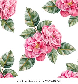 Rose seamless watercolor pattern 