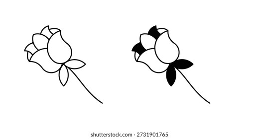 Icono de conjunto de rosa con fondo blanco Vector Ilustración de stock