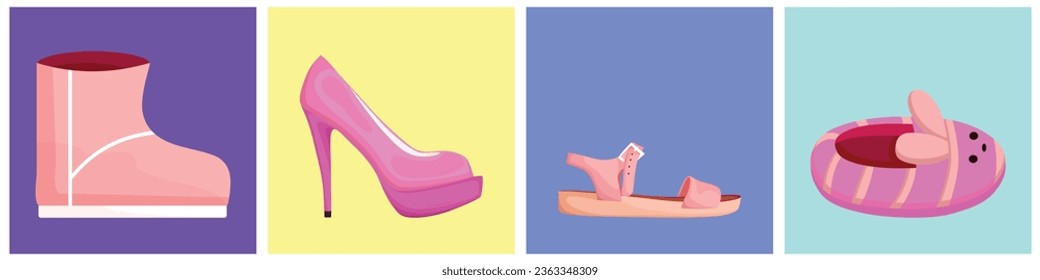Juego de zapatos de mujer. Ilustración vectorial