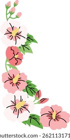 Rosa de Sharon flor borda quadro ilustração.