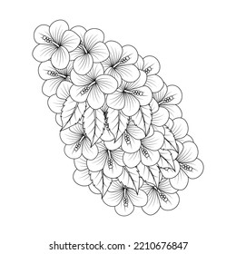 rose of sharon flower coloring page illustration with line art stroke of black and white hand drawn. beautiful hibiscus flower drawing sketch of blossom red petal doodle line art vector graphic design