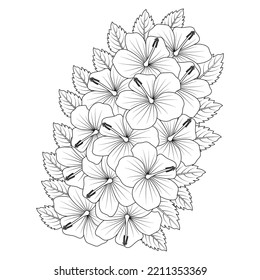rose sharon flower coloring page illustration and line art stroke black   white hand drawn 
beautiful hibiscus flower flower   china rose flower drawing sketch
 