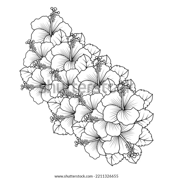 Rose Sharon Flower Coloring Page Illustration Stock Vector (Royalty ...