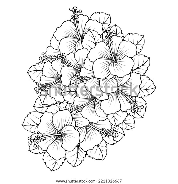 Rose Sharon Flower Coloring Page Illustration Stock Vector (Royalty ...