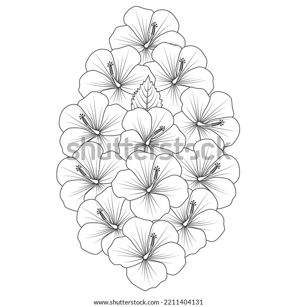 Rose Sharon Flower Coloring Page Illustration Stock Vector (Royalty ...