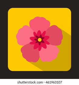 The Rose of Sharon icon in flat style on a yellow background