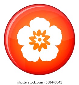 Rose of Sharon, korean national flower icon in red circle isolated on white background vector illustration