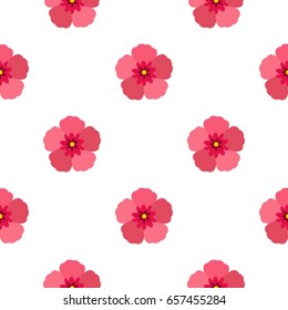 Rose of Sharon pattern seamless background in flat style repeat vector illustration