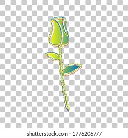 Rose sign illustration. Blue to green gradient Icon with Four Roughen Contours on stylish transparent Background. Illustration.