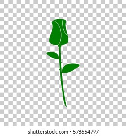 Rose sign illustration. Dark green icon on transparent background.
