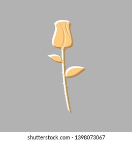 Rose sign illustration. Emboss effect with light orange icon on gray background.
