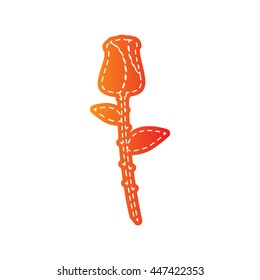 Rose sign illustration. Orange applique isolated.