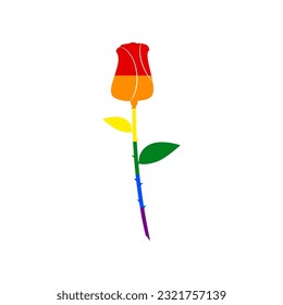 Rose sign illustration. Rainbow gay LGBT rights colored Icon at white Background. Illustration.