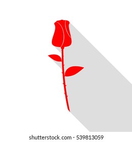 Rose sign illustration. Red icon with flat style shadow path.