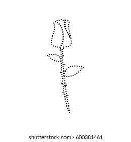 Rose sign illustration. Vector. Black dotted icon on white background. Isolated.