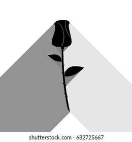 Rose sign illustration. Vector. Black icon with two flat gray shadows on white background.