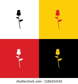 Rose sign illustration. Vector. Icons of german flag on corresponding colors as background.
