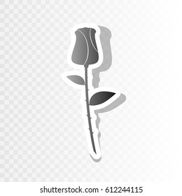 Rose sign illustration. Vector. New year blackish icon on transparent background with transition.